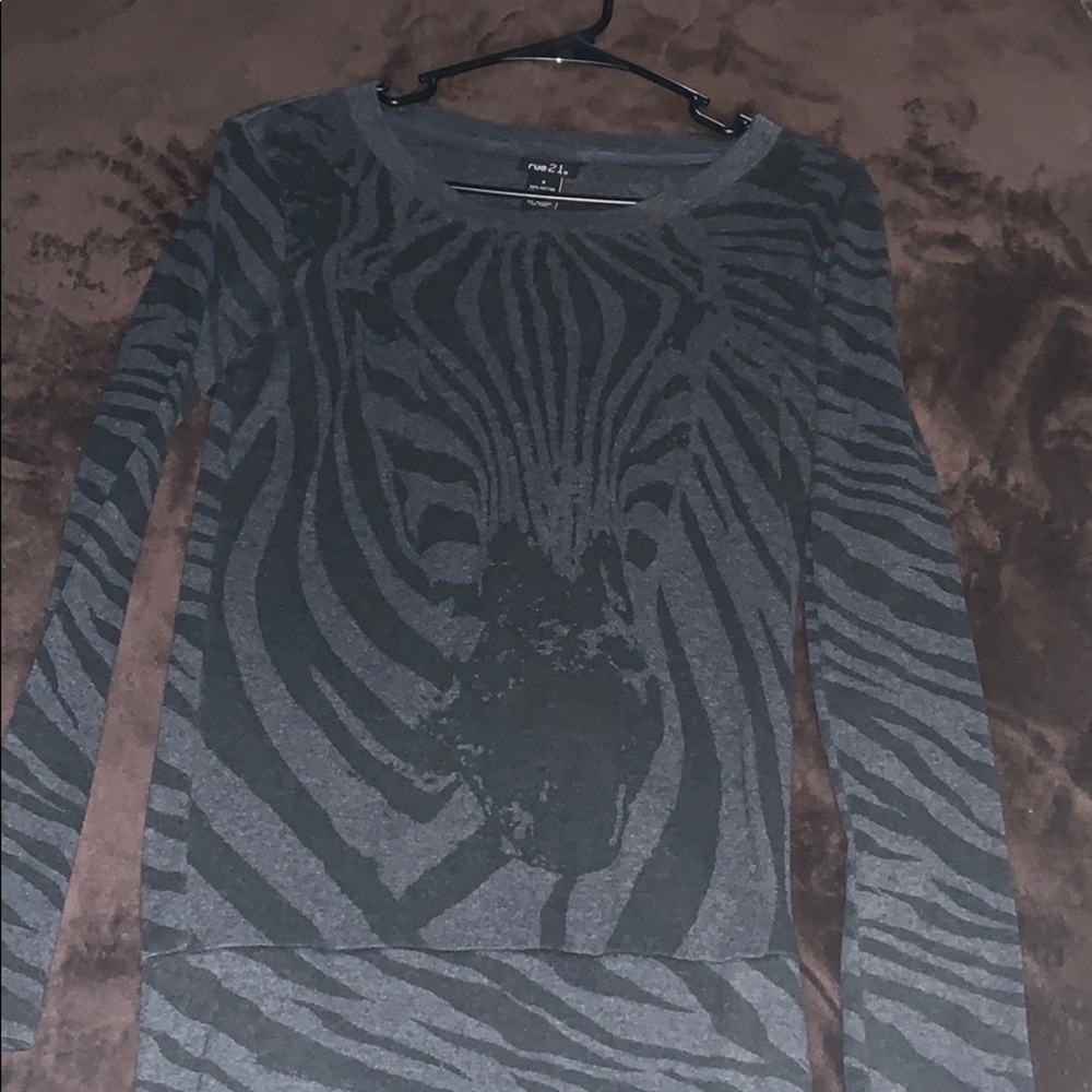 Black Zebra print long sleeve mini dress.